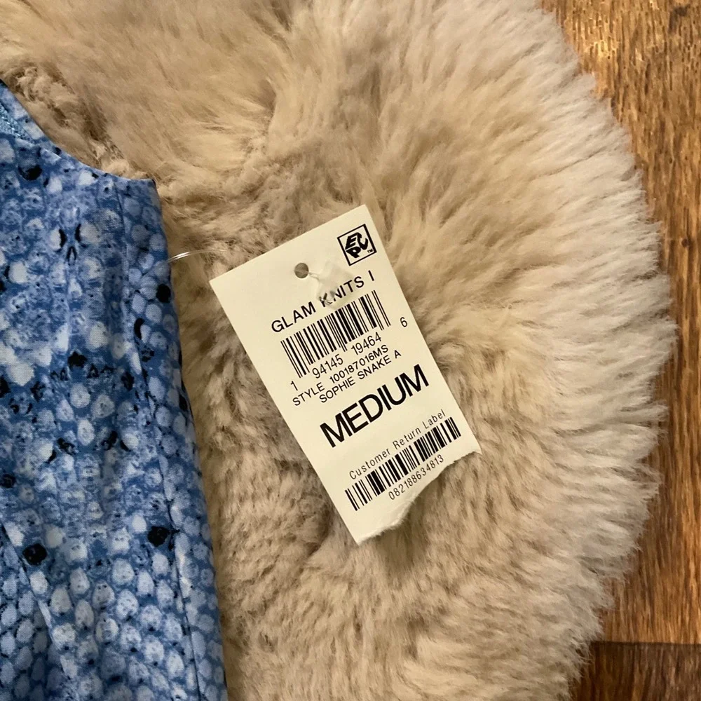 INC Sophie Snake Sleeveless Blouse Size Medium Womens Tank Blue - Picture 4 of 8